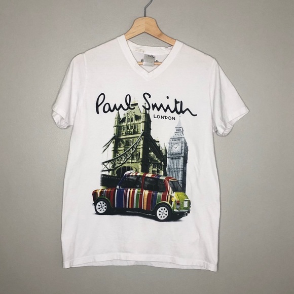 Paul Smith London White Graphic Vneck 